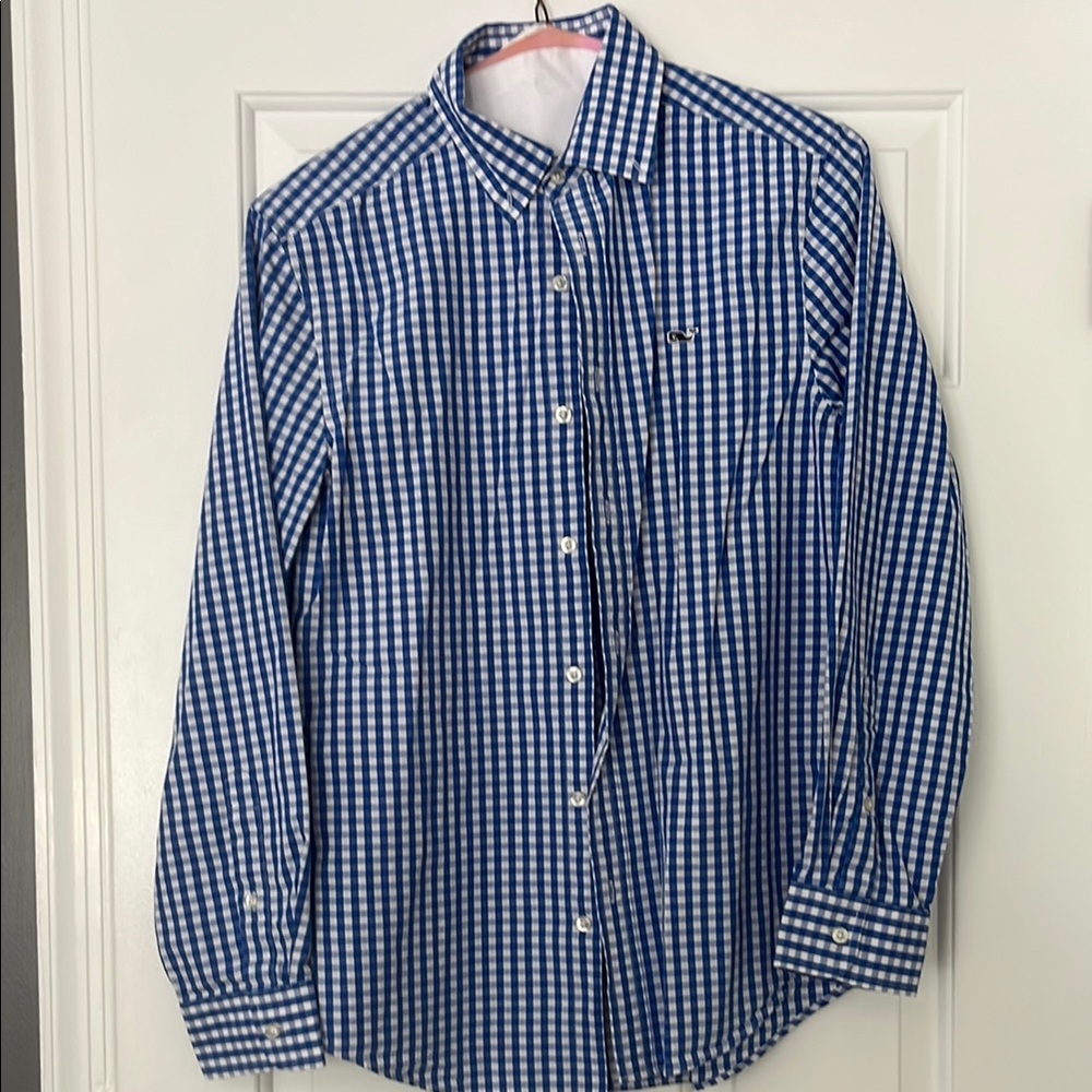 Vineyard Vines Blue and White Checkered Casual Button Down Shirt